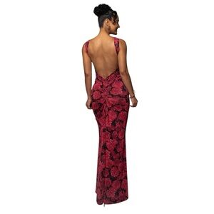 JLUXLABEL Pink Floral Front And Center Maxi Dress- XS